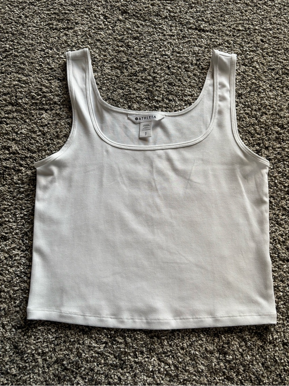 NWOT Athleta Signature Rib Square Neck Crop Tank Sz S - Picture 2 of 5